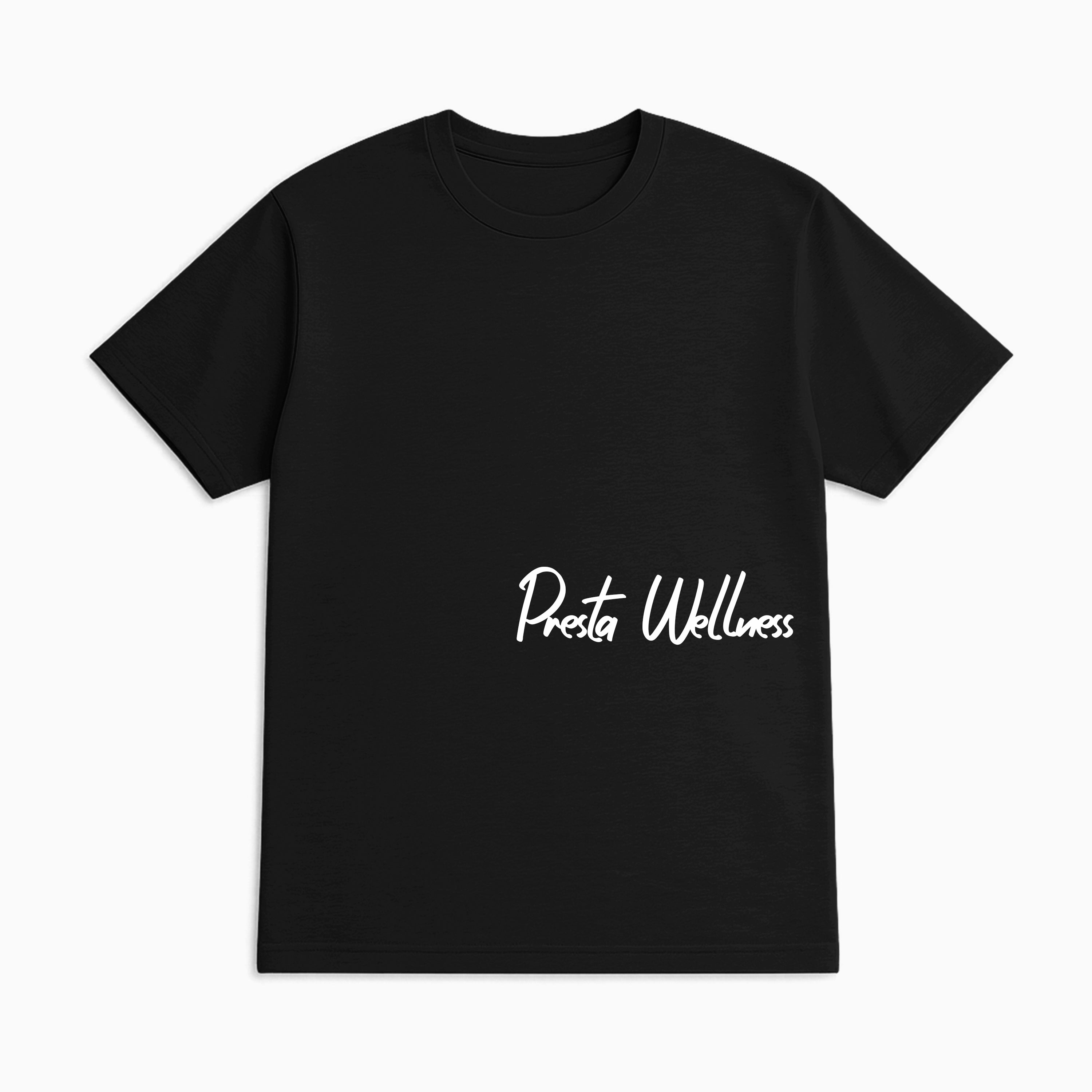 presta wellness script tshirt - black